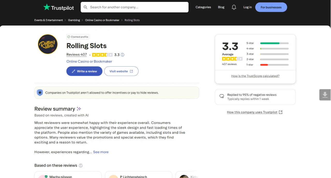 Rolling Slots Trustpilot